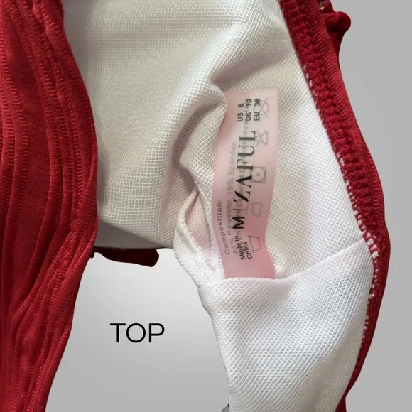 NWOT ZAFUL Textured Bandeau Bikini Set Lace-Up - Picture 7 of 9